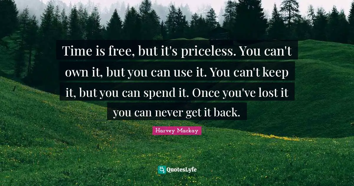 Use Quotes: "Time is free, but it's priceless. You can't own it, but you can use it. You can't keep it, but you can spend it. Once you've lost it you can never get it back."