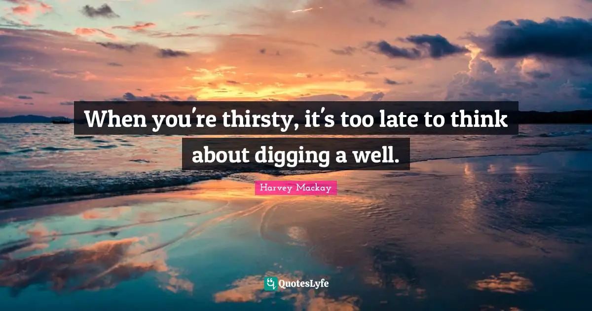 Harvey MacKay Quotes: "When you're thirsty, it's too late to think about digging a well."