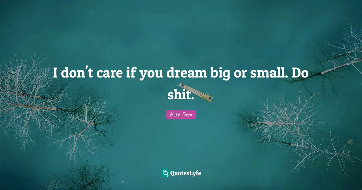 I don't care if you dream big or small. Do shit.