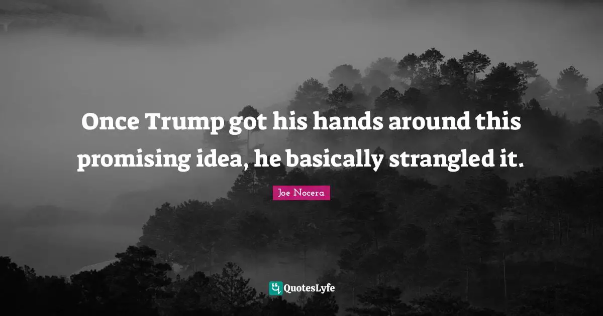 Once Trump got his hands around this promising idea, he basically strangled it.