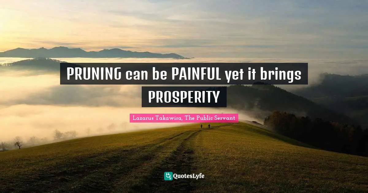 Lazarus Takawira Quotes: "PRUNING can be PAINFUL yet it brings PROSPERITY"