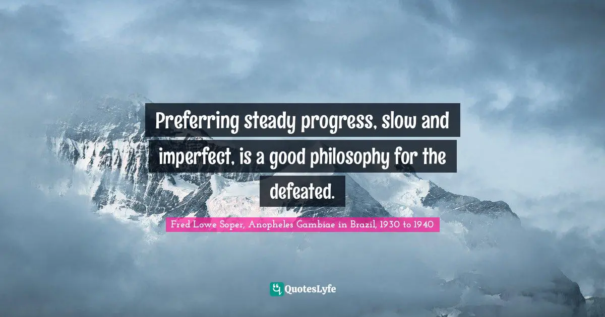 Preferring steady progress, slow and imperfect, is a good philosophy for the defeated.