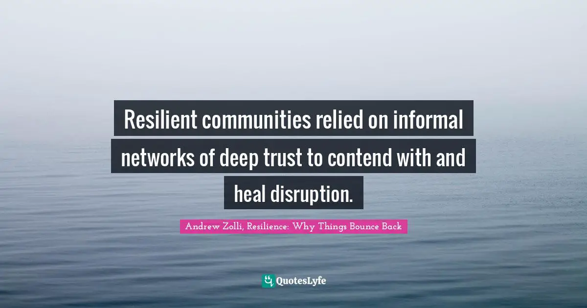 Resilient communities relied on informal networks of deep trust to contend with and heal disruption.