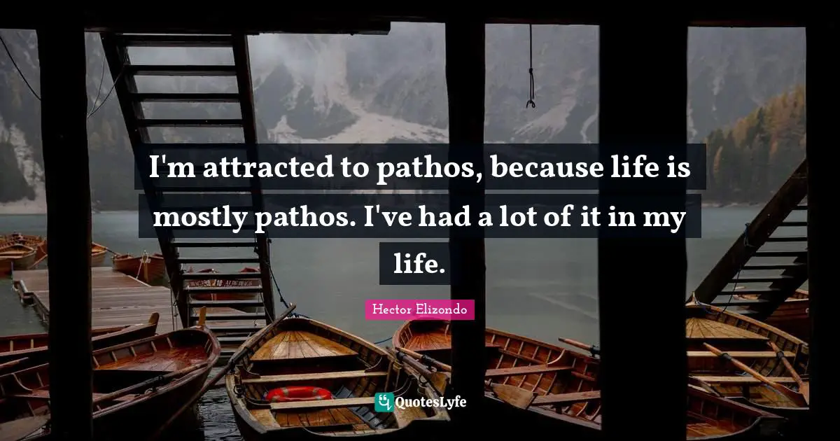 I'm attracted to pathos, because life is mostly pathos. I've had a lot of it in my life.