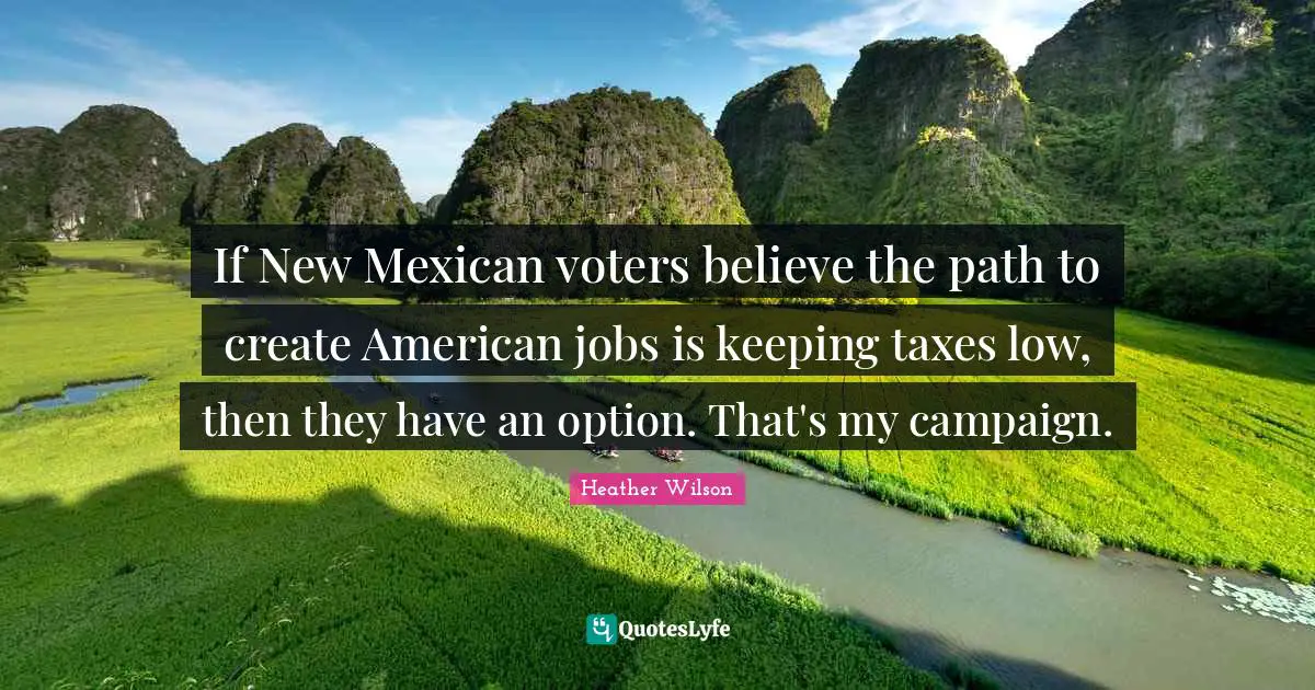 If New Mexican voters believe the path to create American jobs is keeping taxes low, then they have an option. That's my campaign.