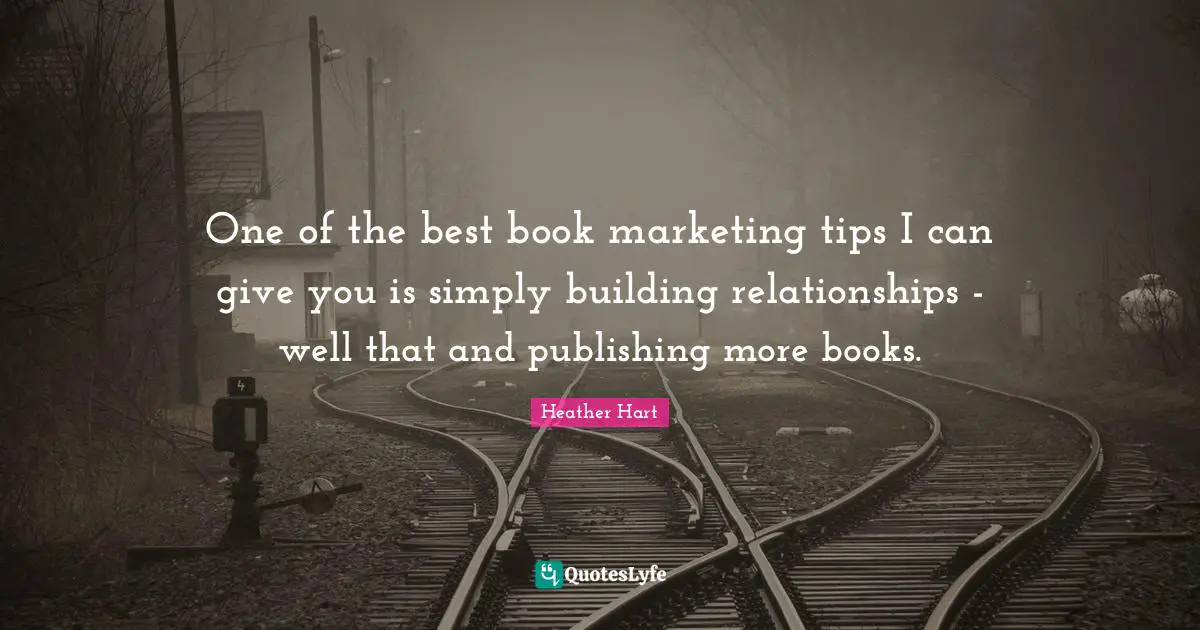 One of the best book marketing tips I can give you is simply building relationships - well that and publishing more books.