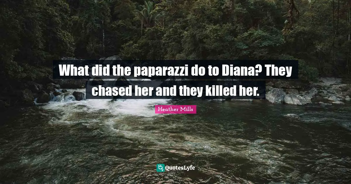 What did the paparazzi do to Diana? They chased her and they killed her.