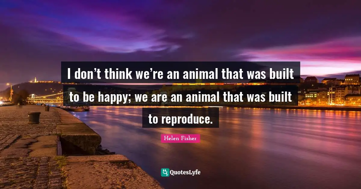 I don’t think we’re an animal that was built to be happy; we are an animal that was built to reproduce.
