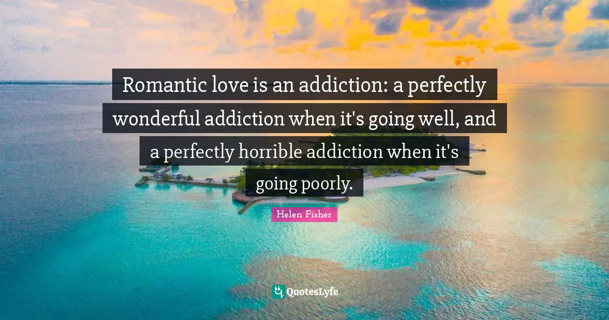 Romantic love is an addiction: a perfectly wonderful addiction when it's going well, and a perfectly horrible addiction when it's going poorly.