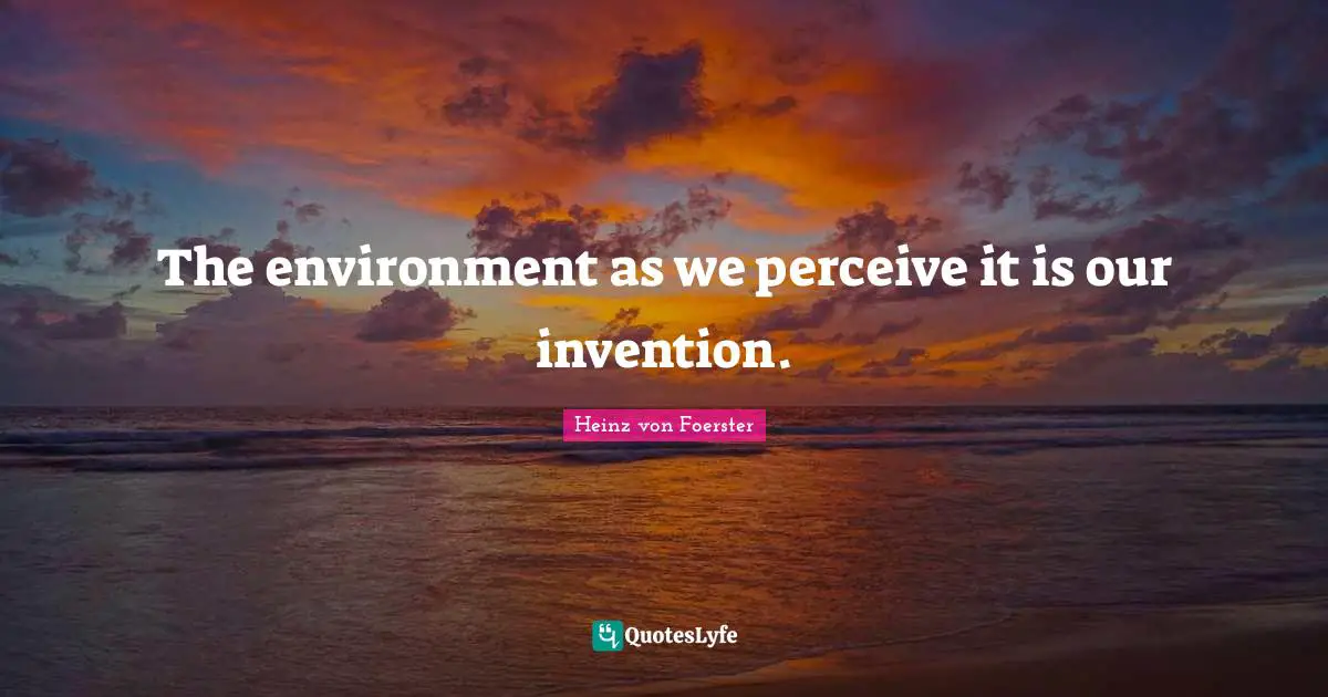 The environment as we perceive it is our invention.