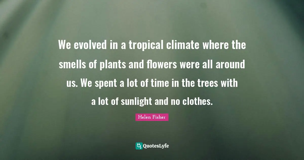 We evolved in a tropical climate where the smells of plants and flowers were all around us. We spent a lot of time in the trees with a lot of sunlight and no clothes.