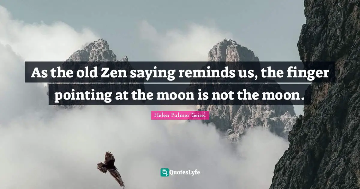 As the old Zen saying reminds us, the finger pointing at the moon is not the moon.
