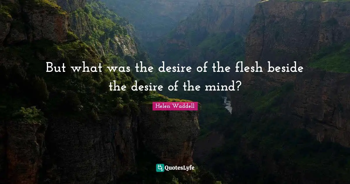 But what was the desire of the flesh beside the desire of the mind?
