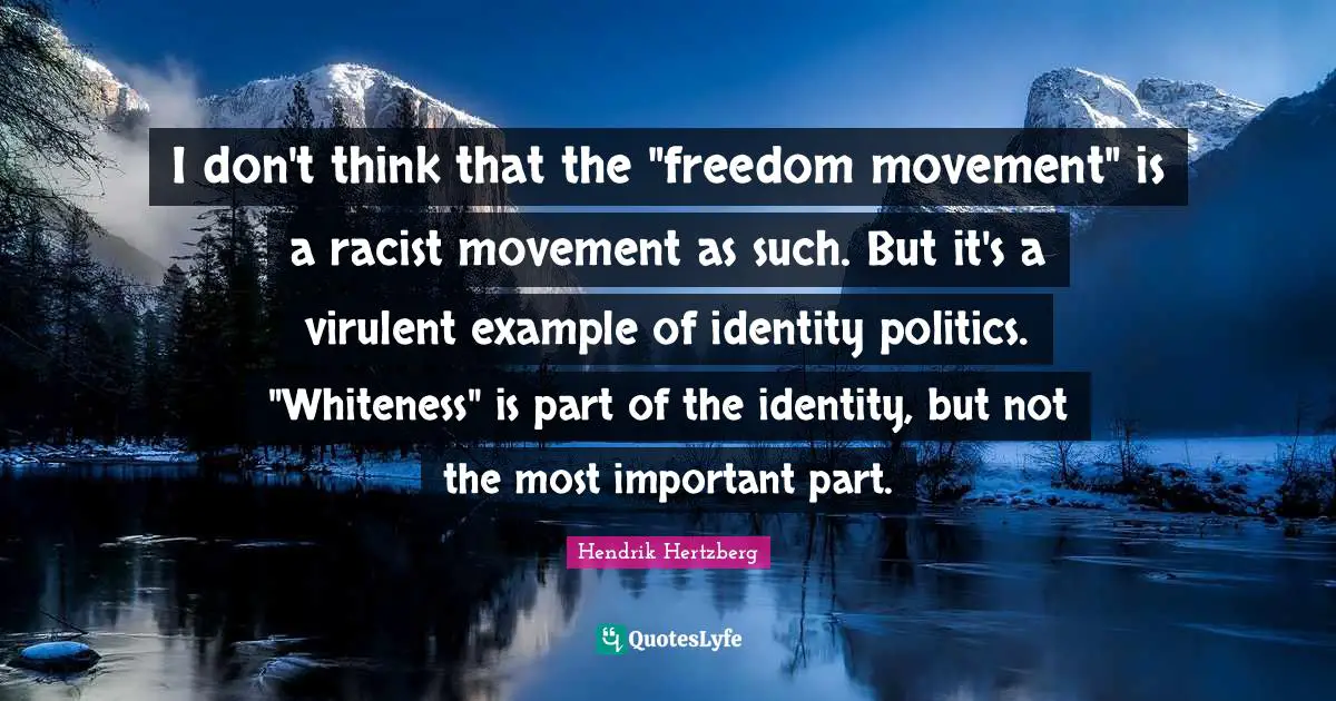 I don't think that the "freedom movement" is a racist movement as such. But it's a virulent example of identity politics. "Whiteness" is part of the identity, but not the most important part.