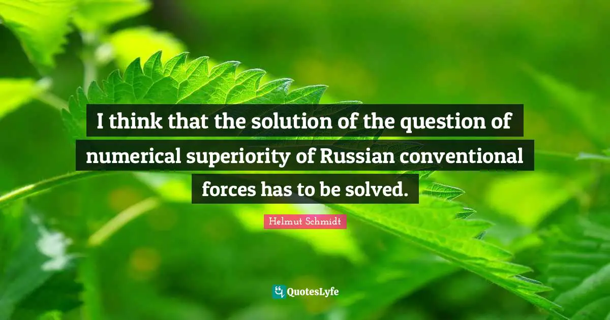 I think that the solution of the question of numerical superiority of Russian conventional forces has to be solved.
