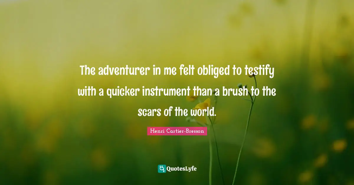 The adventurer in me felt obliged to testify with a quicker instrument than a brush to the scars of the world.
