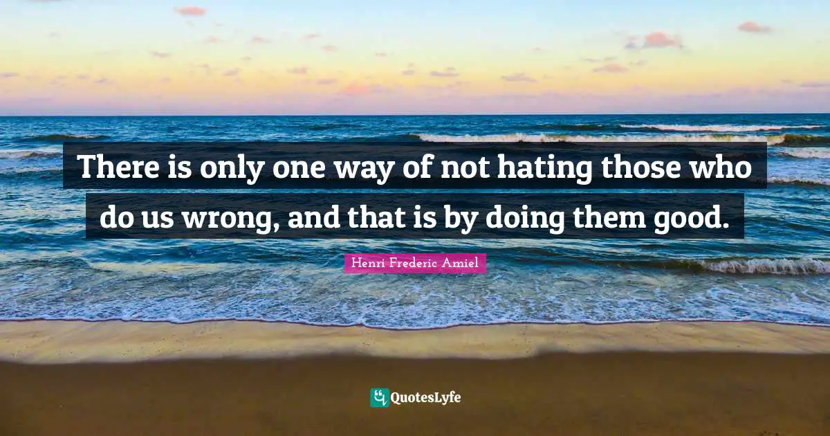 There is only one way of not hating those who do us wrong, and that is by doing them good.
