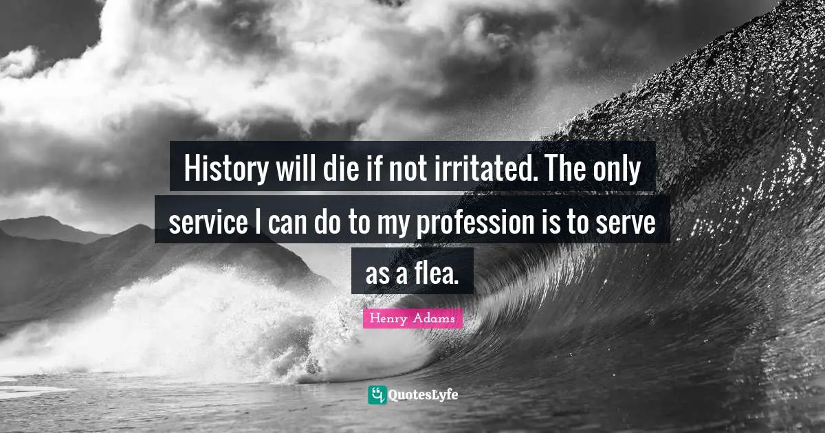 History will die if not irritated. The only service I can do to my profession is to serve as a flea.