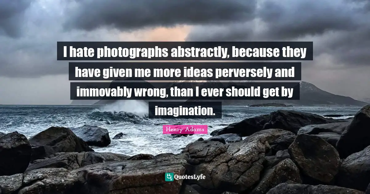 I hate photographs abstractly, because they have given me more ideas perversely and immovably wrong, than I ever should get by imagination.