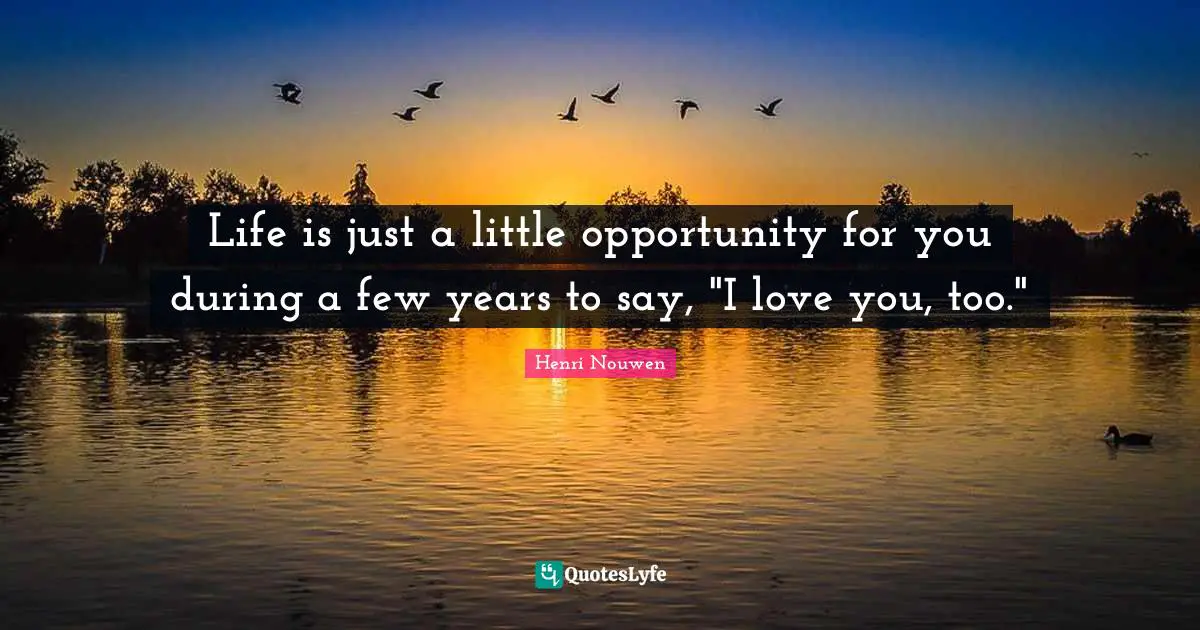 Life is just a little opportunity for you during a few years to say, "I love you, too."