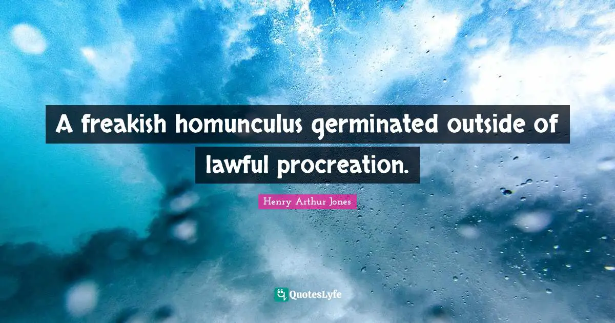 A freakish homunculus germinated outside of lawful procreation.