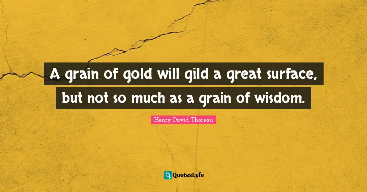 A grain of gold will gild a great surface, but not so much as a grain of wisdom.