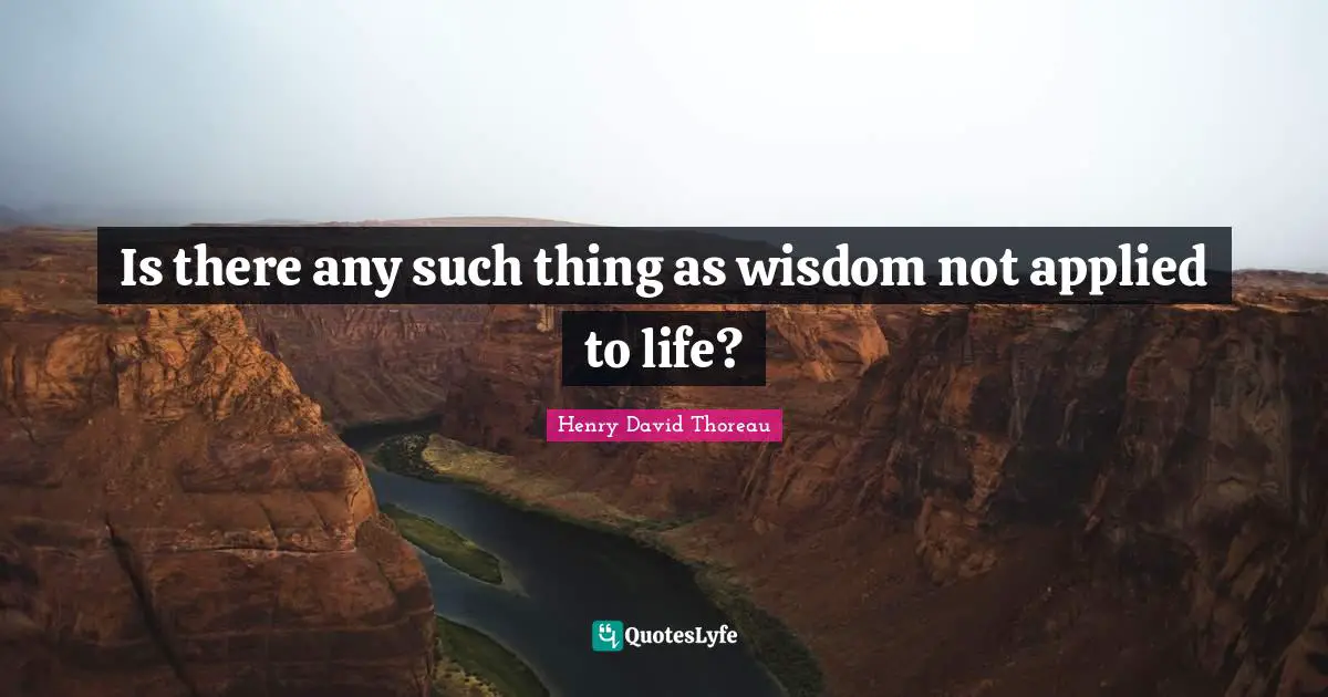 Is there any such thing as wisdom not applied to life?