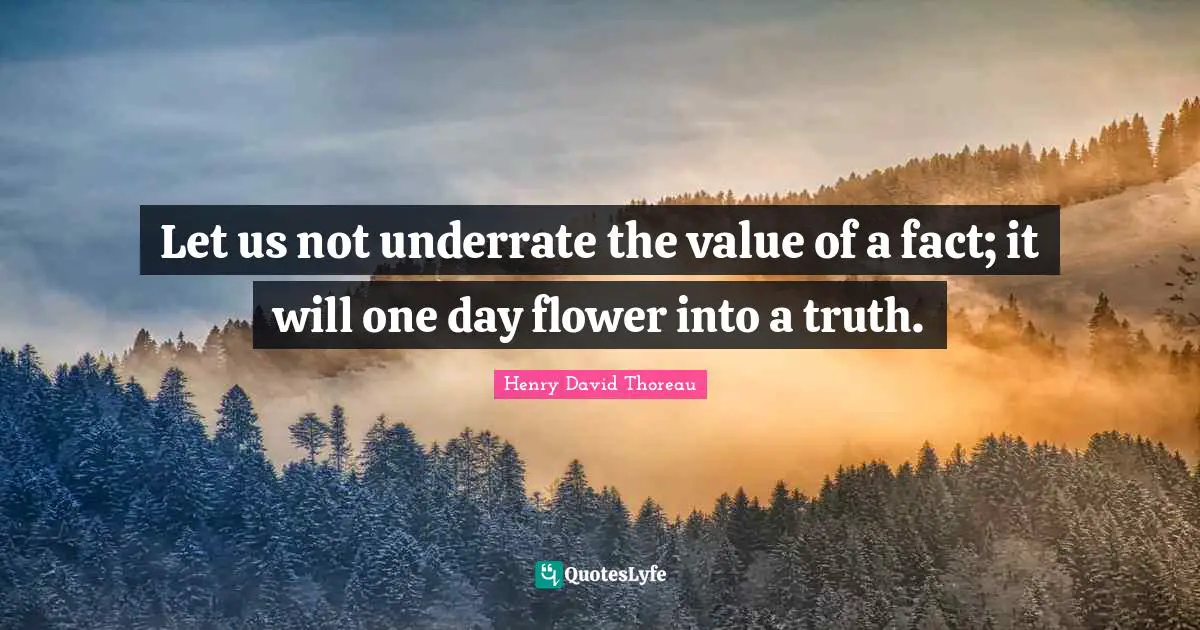 Let us not underrate the value of a fact; it will one day flower into a truth.