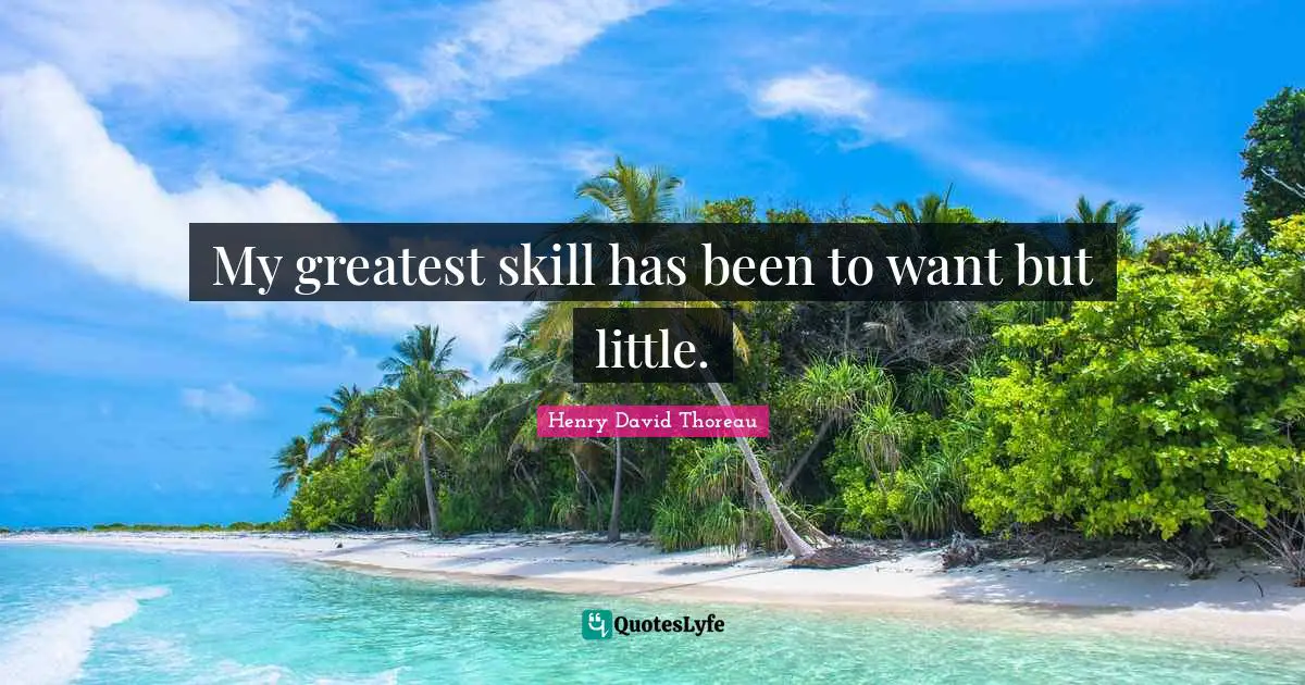 Life Skills Quotes: "My greatest skill has been to want but little."