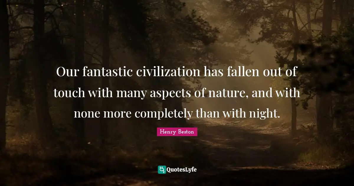 Our fantastic civilization has fallen out of touch with many aspects of nature, and with none more completely than with night.