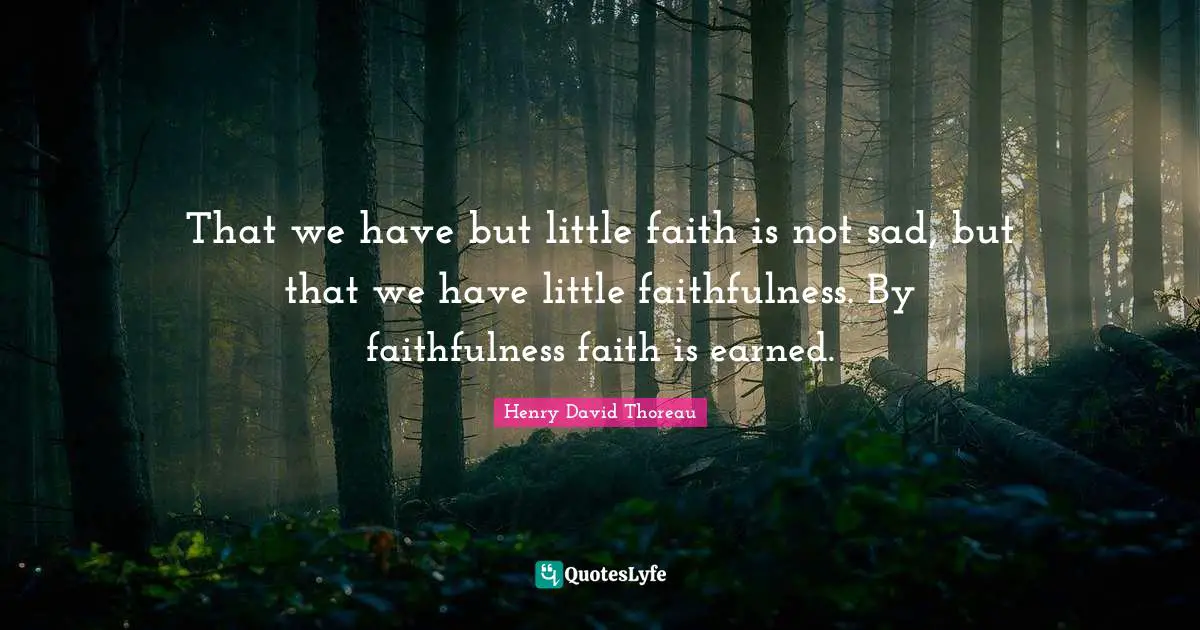 That we have but little faith is not sad, but that we have little faithfulness. By faithfulness faith is earned.
