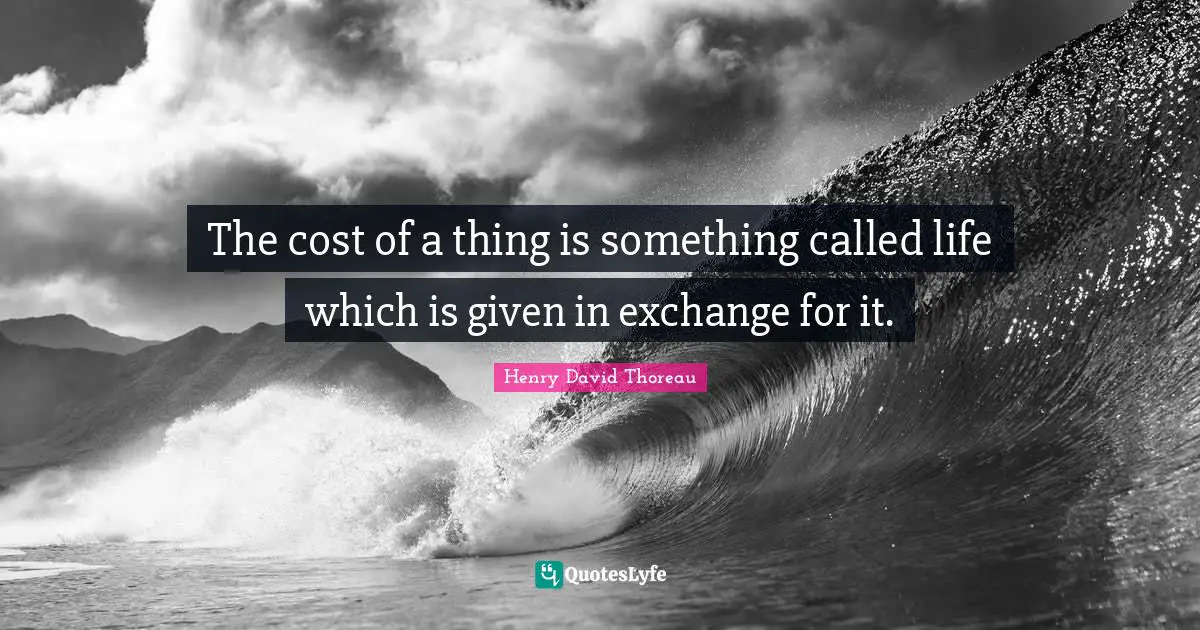 The cost of a thing is something called life which is given in exchange for it.