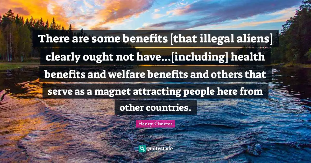 There are some benefits [that illegal aliens] clearly ought not have...[including] health benefits and welfare benefits and others that serve as a magnet attracting people here from other countries.