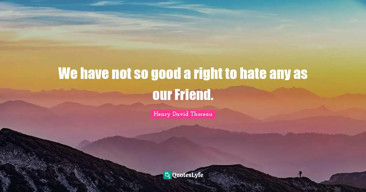 We have not so good a right to hate any as our Friend.