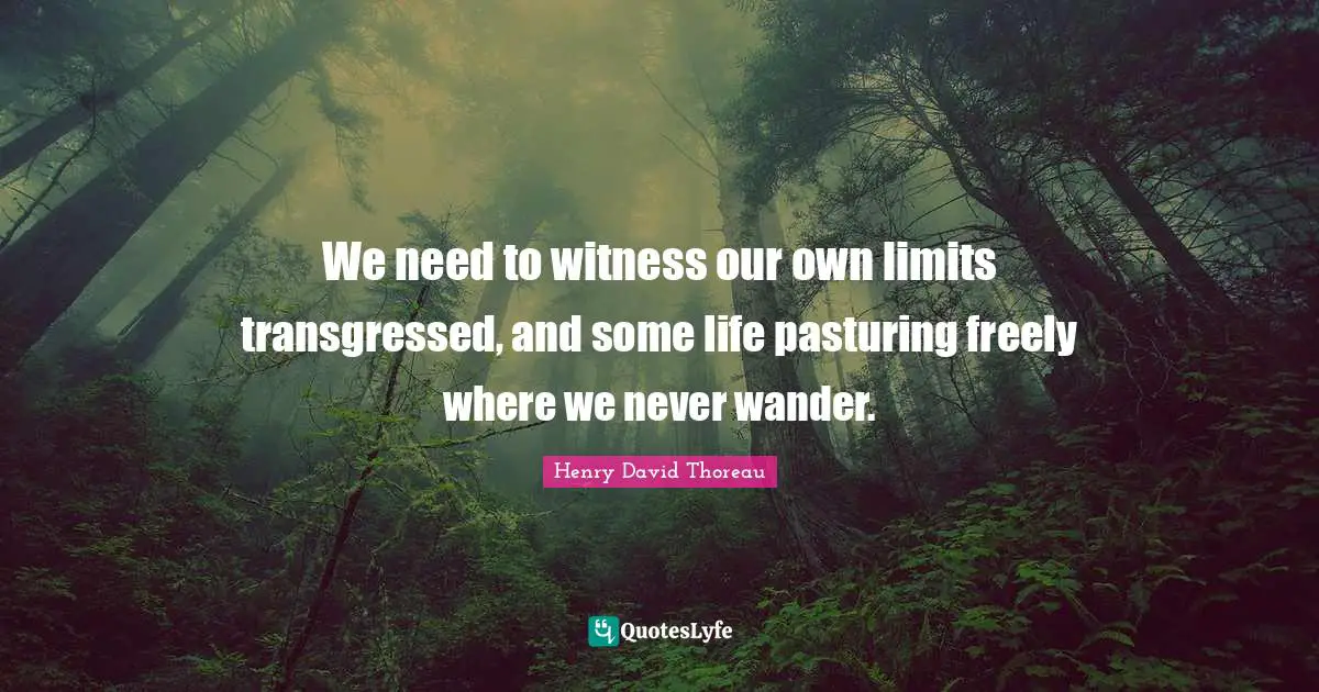 We need to witness our own limits transgressed, and some life pasturing freely where we never wander.