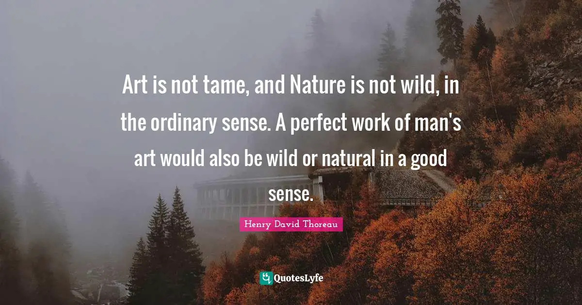 Art is not tame, and Nature is not wild, in the ordinary sense. A perfect work of man's art would also be wild or natural in a good sense.