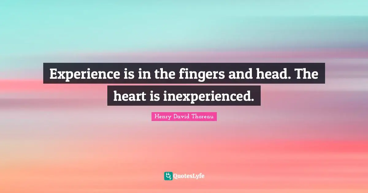 Experience is in the fingers and head. The heart is inexperienced.