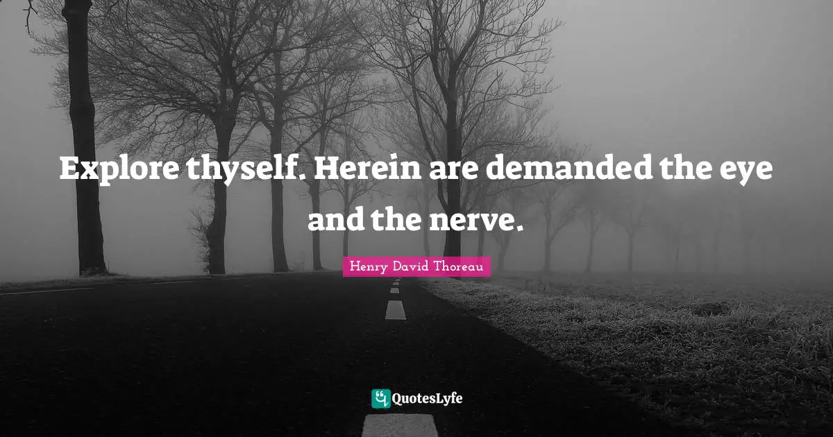 Explore thyself. Herein are demanded the eye and the nerve.