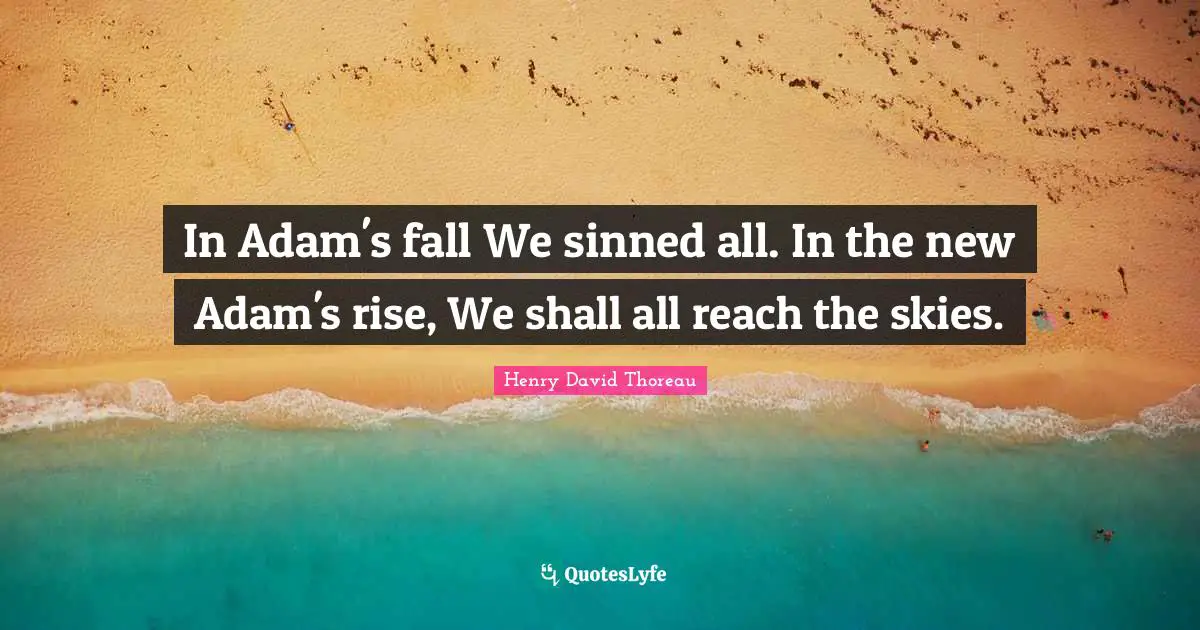 In Adam's fall We sinned all. In the new Adam's rise, We shall all reach the skies.