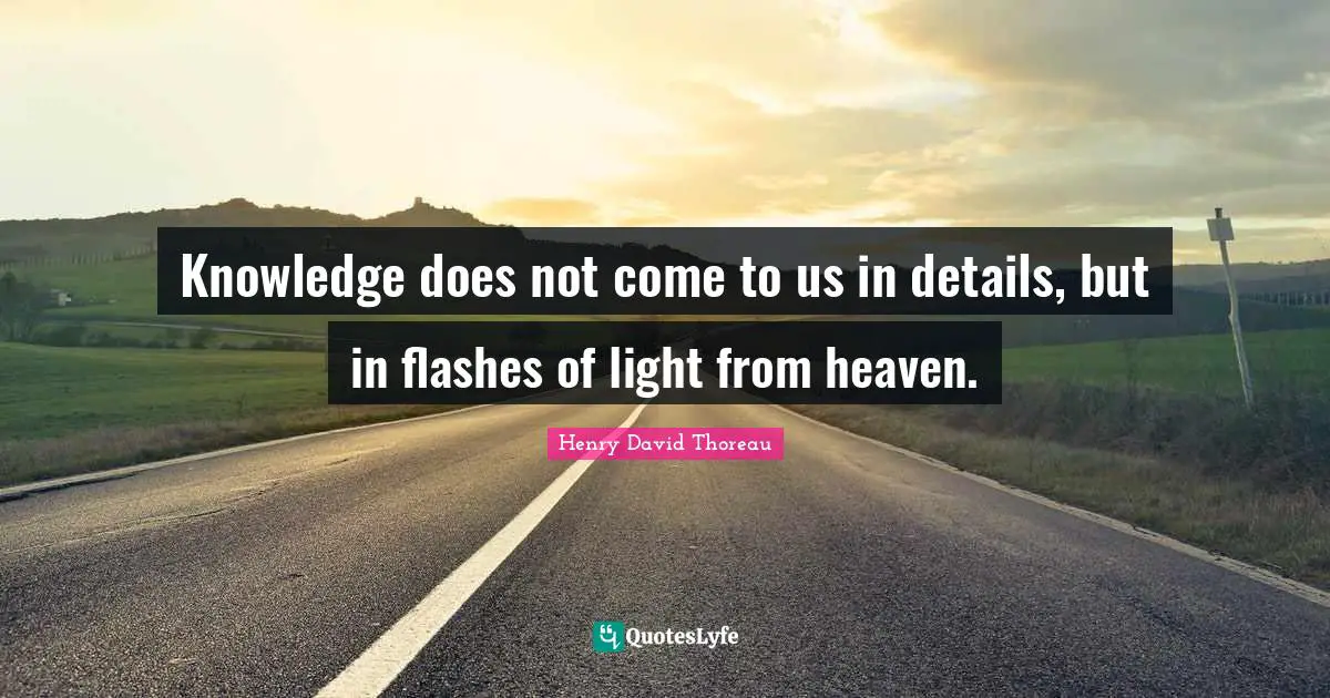 Knowledge does not come to us in details, but in flashes of light from heaven.