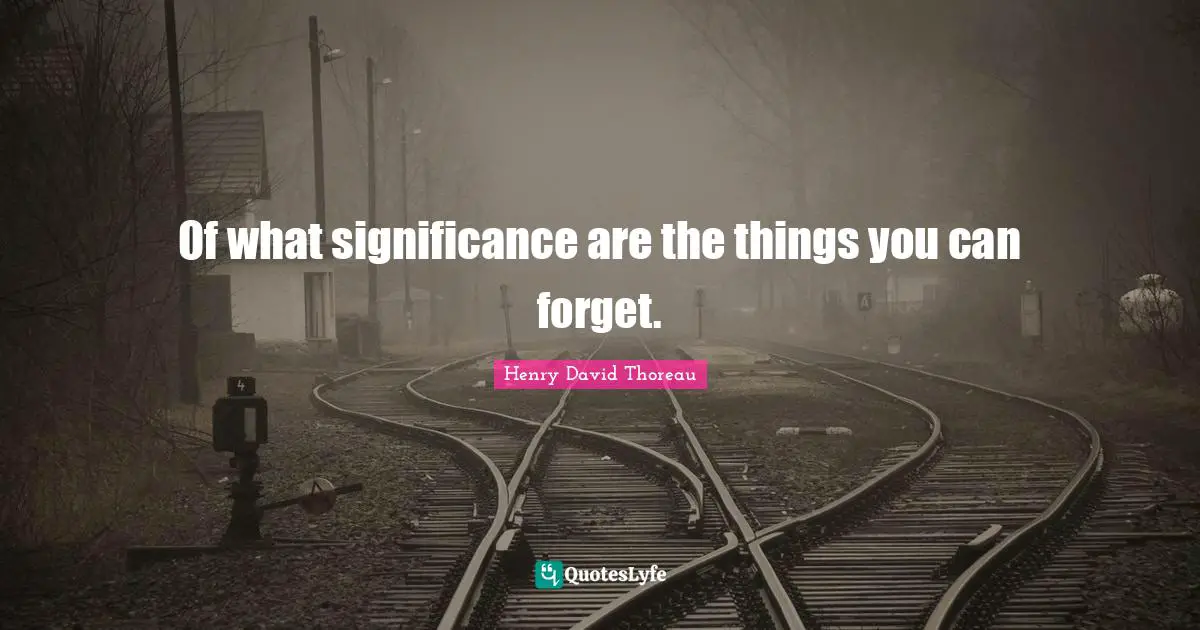 Of what significance are the things you can forget.