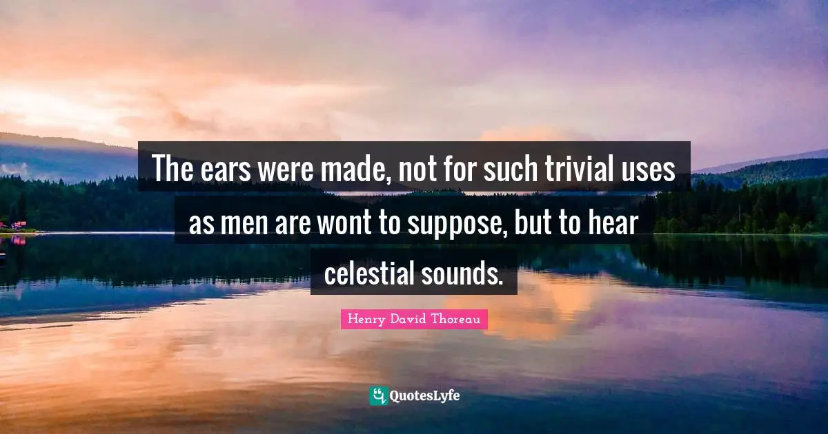 The ears were made, not for such trivial uses as men are wont to suppose, but to hear celestial sounds.