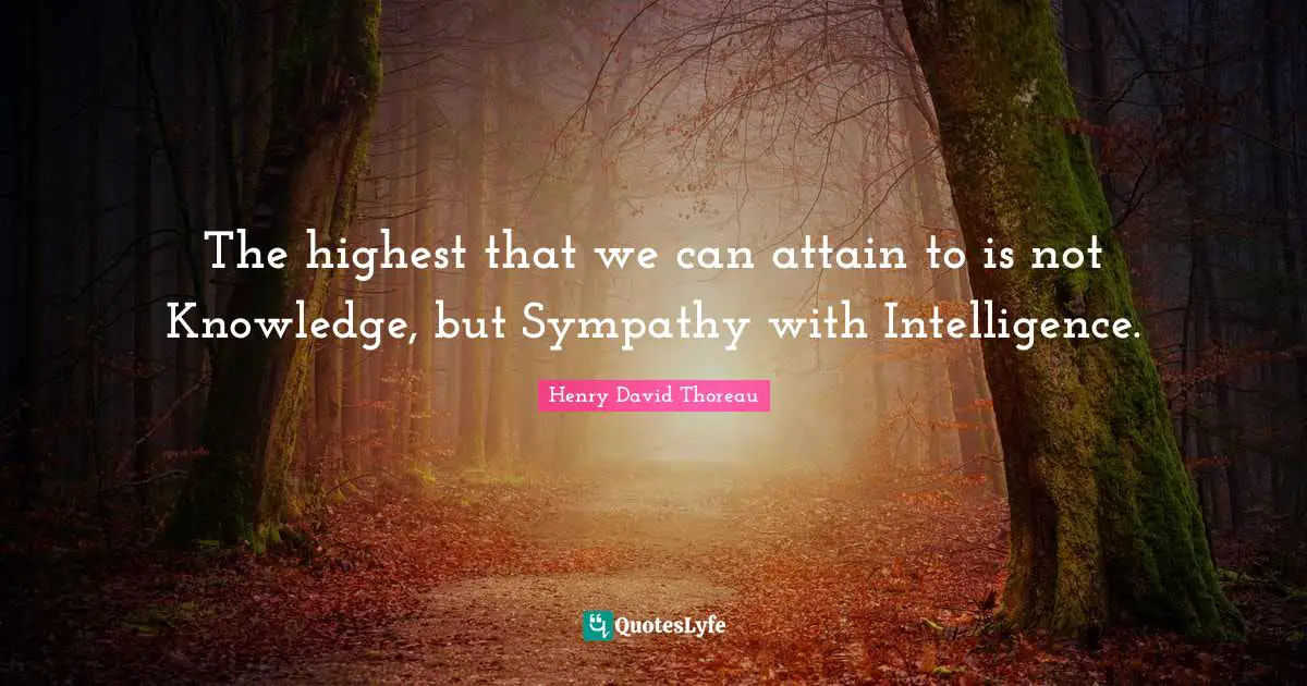 The highest that we can attain to is not Knowledge, but Sympathy with Intelligence.