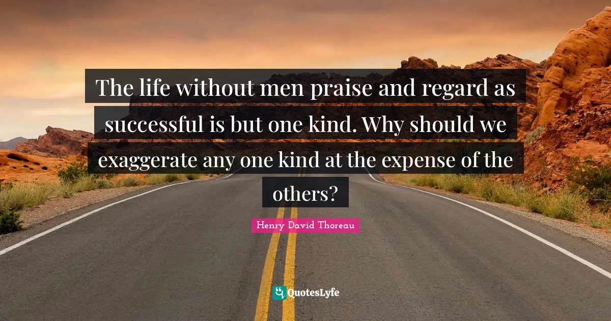 The life without men praise and regard as successful is but one kind. Why should we exaggerate any one kind at the expense of the others?