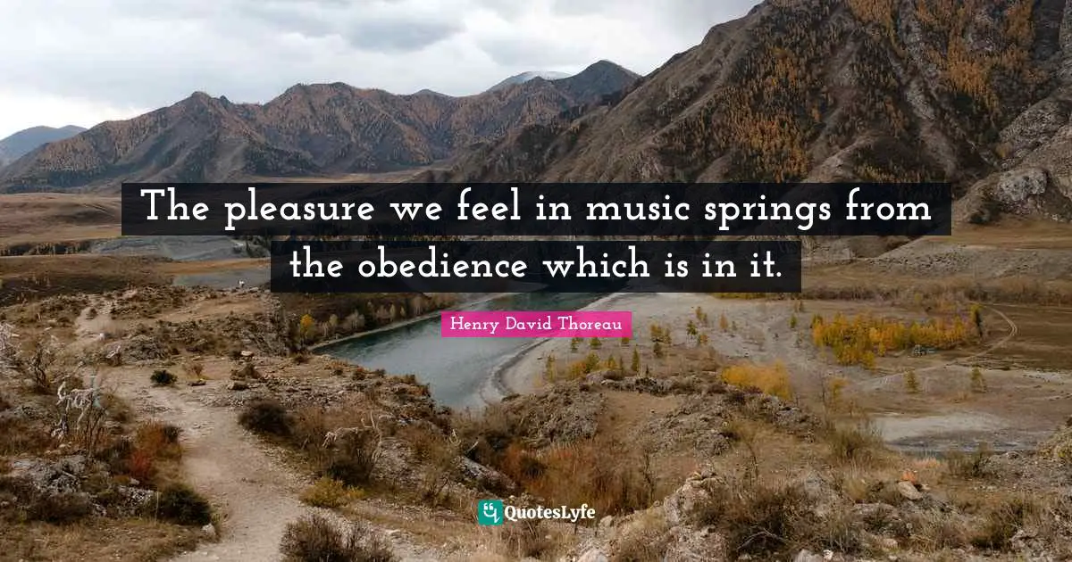The pleasure we feel in music springs from the obedience which is in it.