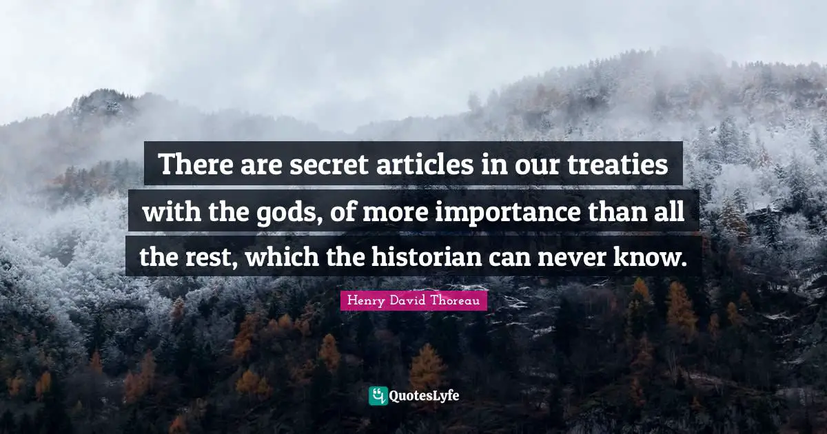 There are secret articles in our treaties with the gods, of more importance than all the rest, which the historian can never know.