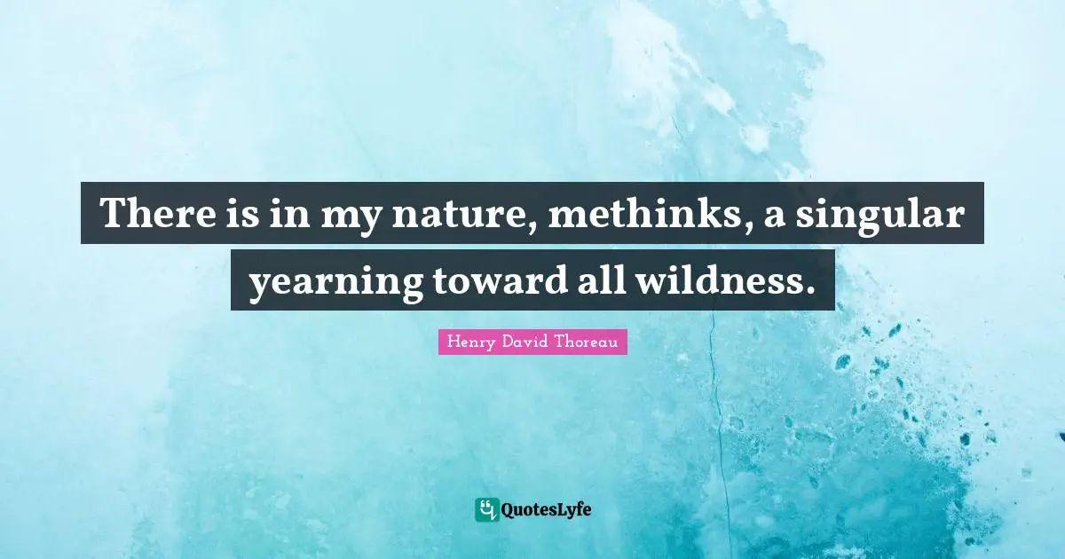 There is in my nature, methinks, a singular yearning toward all wildness.