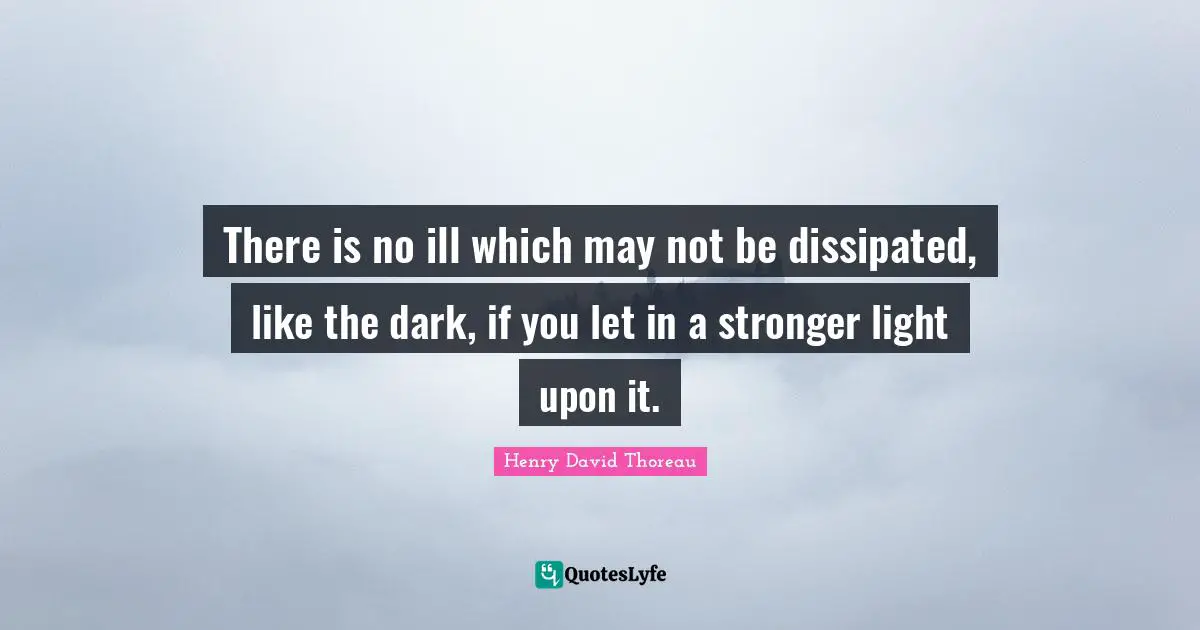 There is no ill which may not be dissipated, like the dark, if you let in a stronger light upon it.