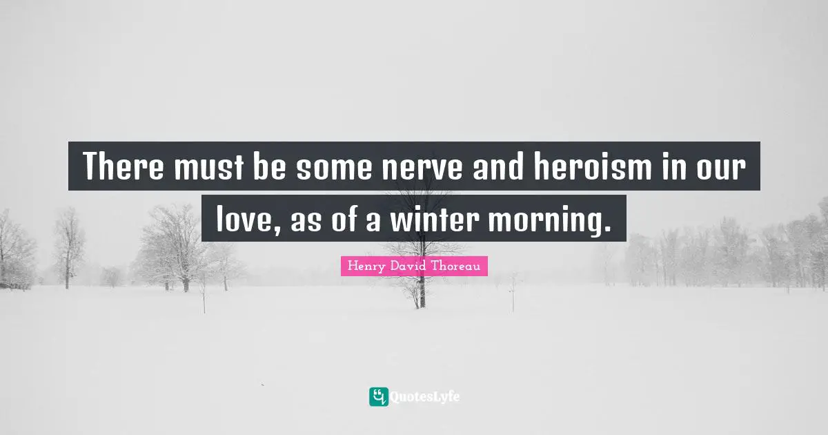 There must be some nerve and heroism in our love, as of a winter morning.