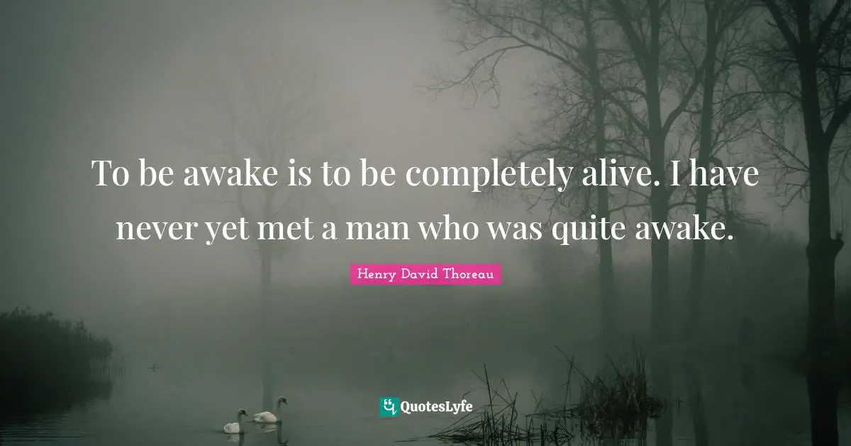To be awake is to be completely alive. I have never yet met a man who was quite awake.